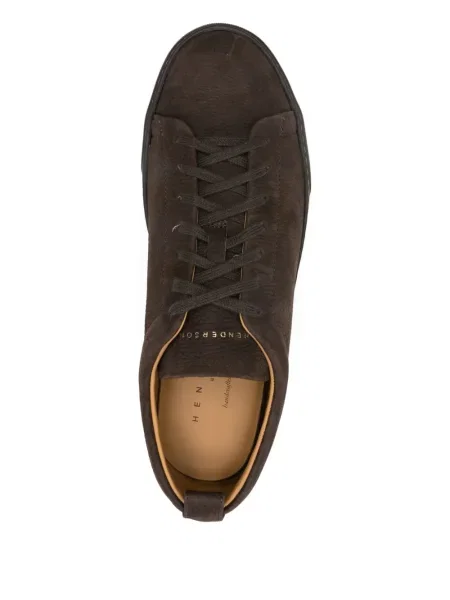 Sneakerși Henderson Baracco cu șireturi din piele maro