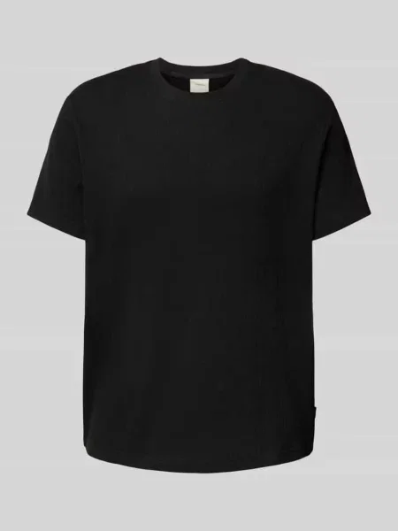 T-shirt z prążkowanym okrągłym dekoltem Ck Calvin Klein czarna