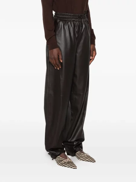 Pantaloni Joseph din piele cu cordon maro