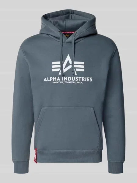 Bluza z kapturem o kroju regular fit z mieszanki bawełny z nadrukiem z logo Alpha Industries niebieska