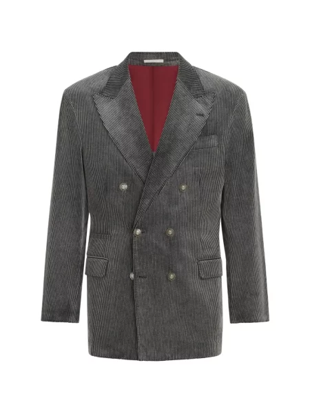 Sacou Brunello Cucinelli de catifea cord gri