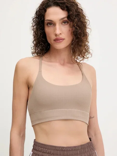 Спортен сутиен adidas Performance All Me с изчистен дизайн бежово