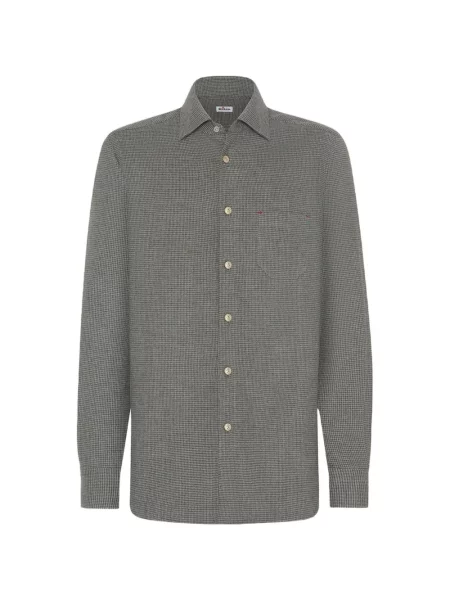 Cămașă Kiton cu model pepito de flanelă gri