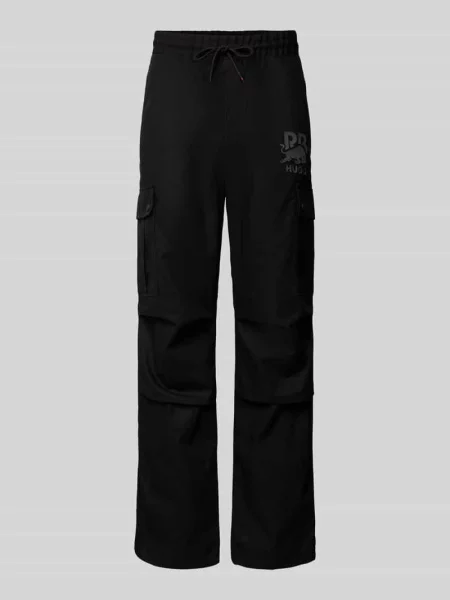 Spodnie cargo o kroju relaxed fit z elastycznym pasem model ‘Garlo’ Hugo czarne