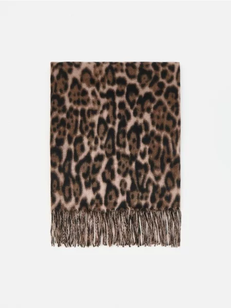 Căciulă Reserved cu imprimeu animal print galben