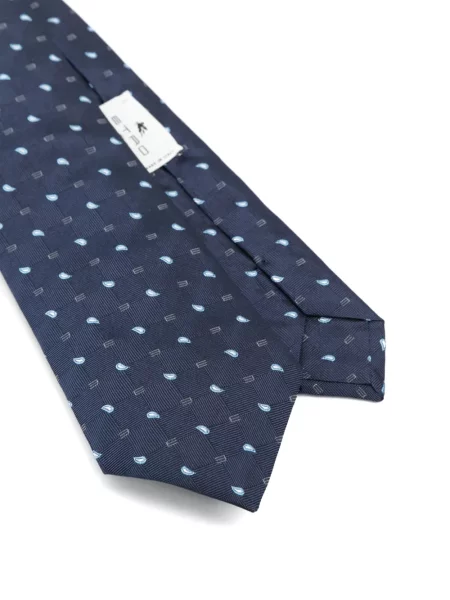 Cravată Etro de mătase cu model paisley albastru
