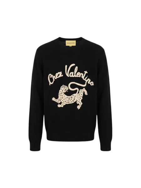 Haftowany sweter Valentino czarny