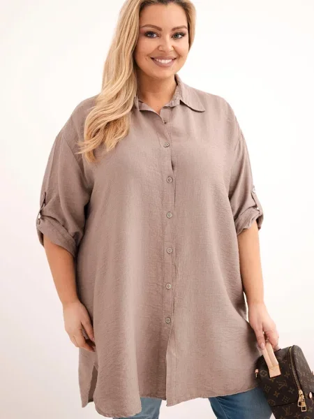 Cămașă Kesi Włoski lungă maro