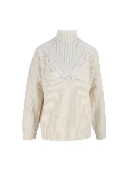 Lniany sweter z golfem Ermanno Scervino beżowy