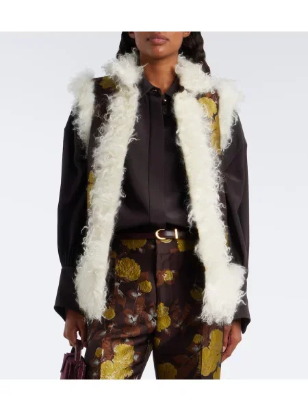 Vestă La Doublej cu model floral din jacard maro