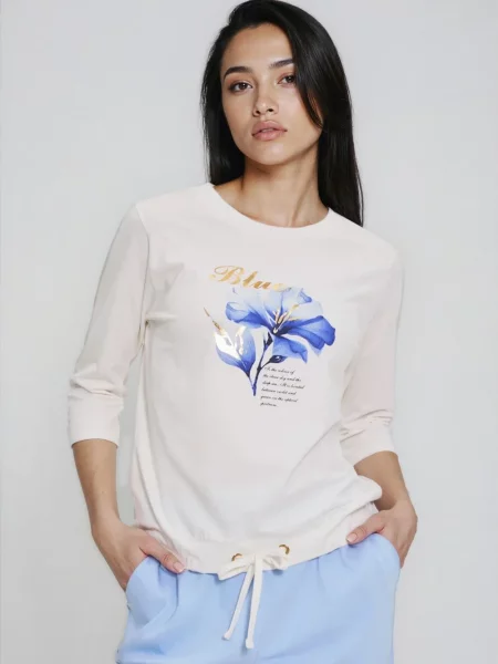 Tricou cu mânecă lungă Marisse cu mâneci lungi alb