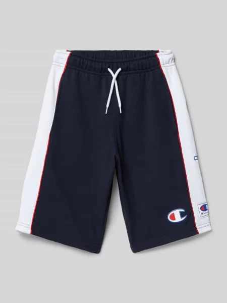 Bermudy o kroju regular fit z nadrukiem z logo Champion granatowe