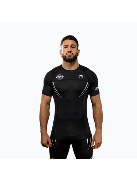 Мъжка тренировъчна тениска Venum X WOW FC Rashguards черно/сребристо сиво черно