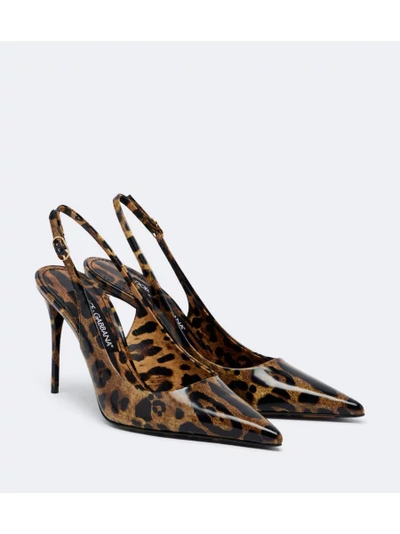 Pantofi cu toc Dolce&gabbana din piele cu imagine cu model leopard maro