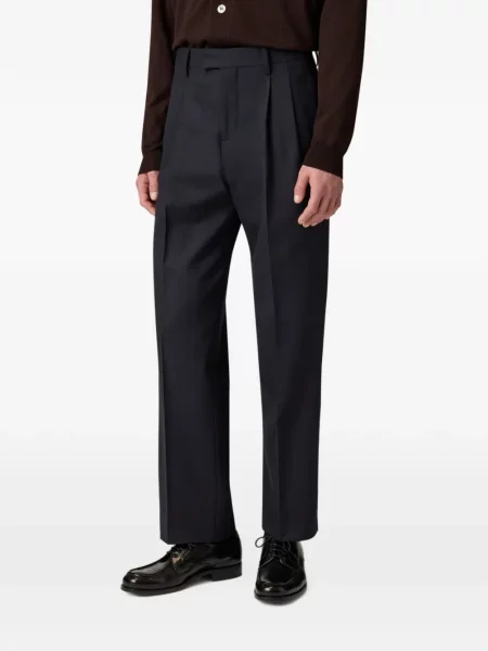 Pantaloni Lardini cu model herringbone albastru