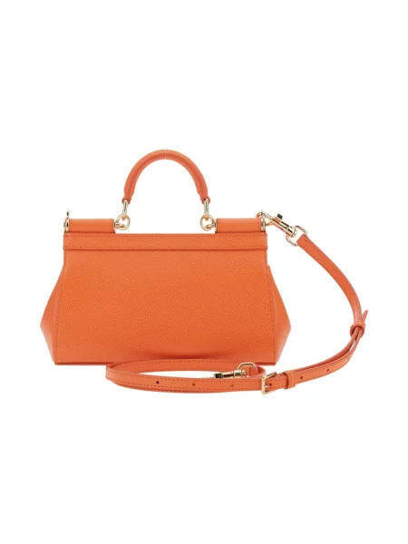 Torebka Dolce And Gabbana skórzana pomarańczowa