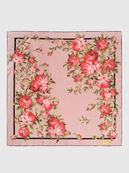 Хустка із шовку в квітковий принт Dolce&gabbana рожева