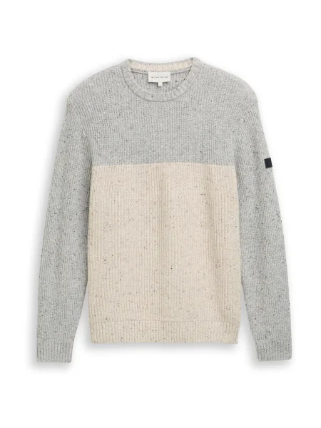 TOM TAILOR Pulover nisipiu / gri negru