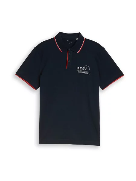 TOM TAILOR Tricou albastru închis / roșu alb