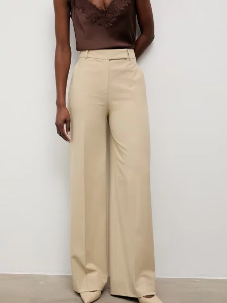 Answear.LAB pantaloni de costum pentru femei cu vâscoză bej