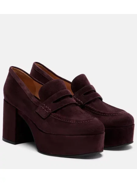 Pantofi loafer Gianvito Rossi din piele de căprioară cu platformă maro