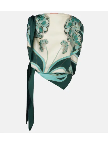 Jedwabny top La Doublej z nadrukiem zielony