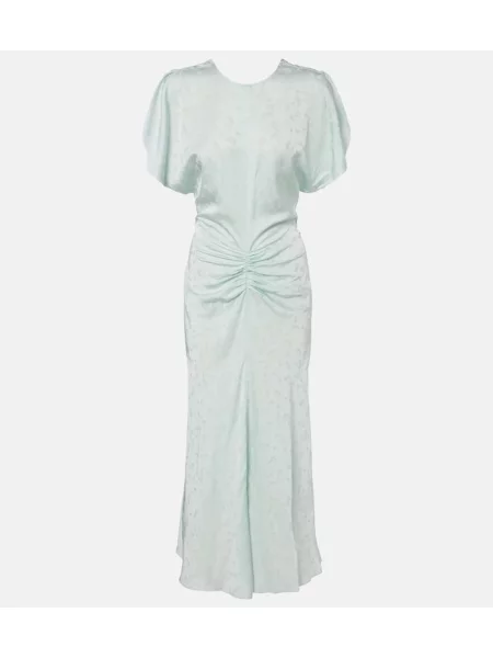 Obleka midi obleka Victoria Beckham iz žakarda nad koleni modra