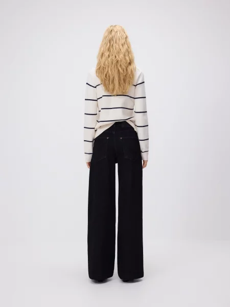 Шерстяные широкие джинсы Reserved черные