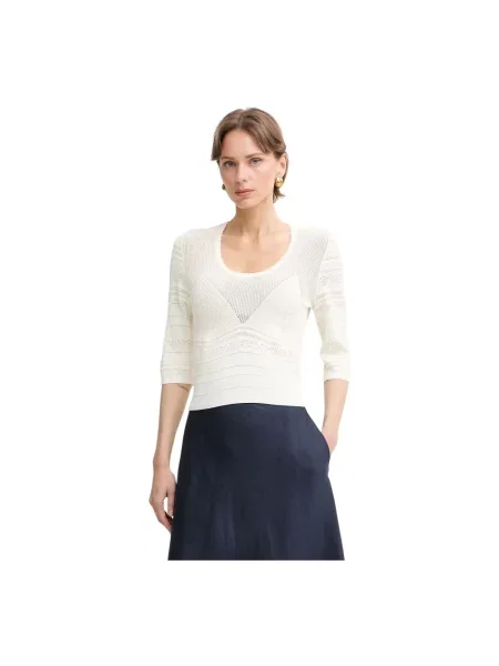 Dzianinowy sweter Twinset z kapturem beżowy