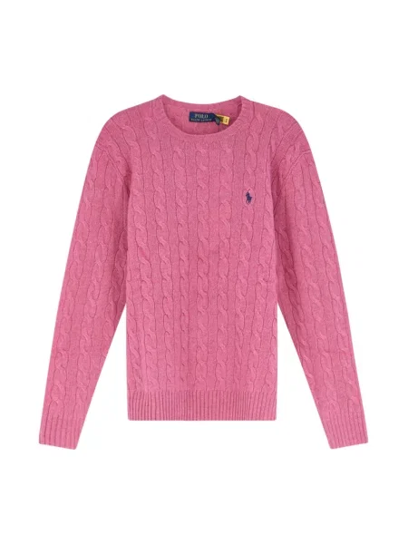 Sweter Polo Ralph Lauren wełniany z długim rękawem różowy