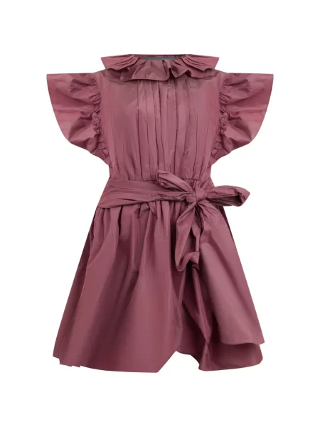 Gulerat rochie mini Alberta Ferretti cu volane roz