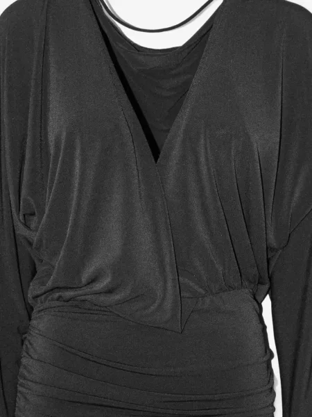 Rochie mini The Andamane cu decolteu în V drapată de costum negru