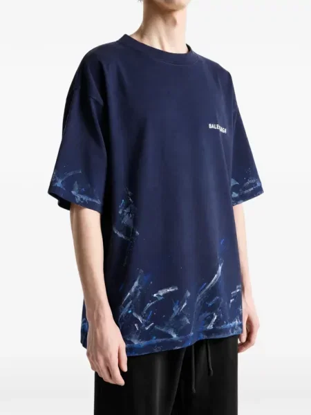Tricou Balenciaga cu imagine albastru