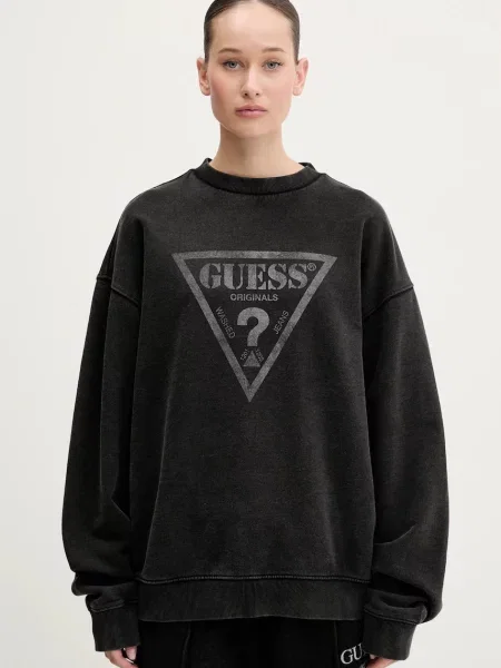 Bluza GUESS Originals Eco Vintage Triangle Crewneck Sweatshirt Jet Black Multi M czarna