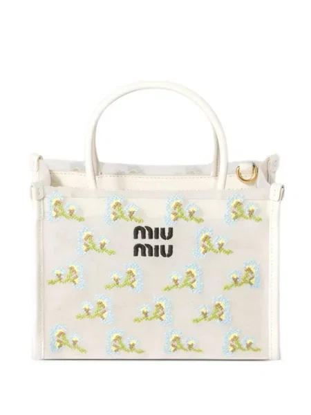 Top Miu Miu plasă alb