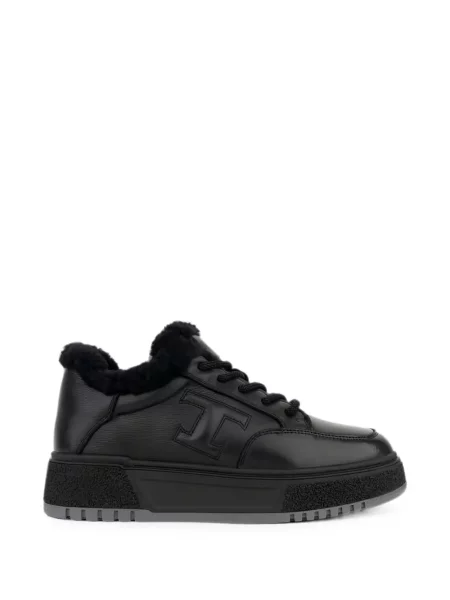 Sneakerși Linda Baumann cu platformă din piele de oaie negru