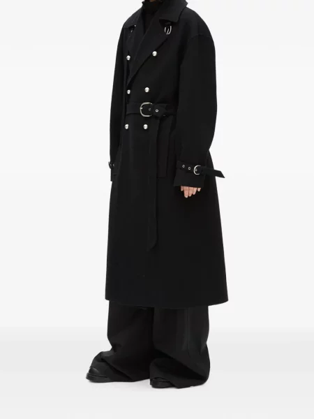 Двуредно препасан палто Ann Demeulemeester черно