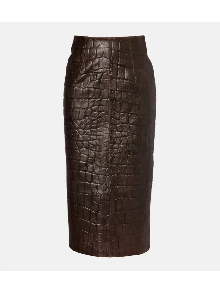 Fustă din piele Emilia Wickstead maro