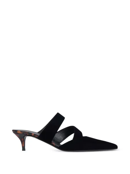 Papuci tip mules Balmain de catifea negru