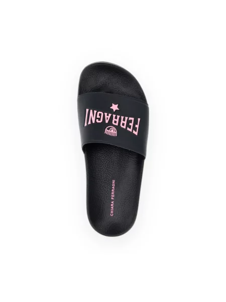 Klapki Chiara Ferragni Collection ze stretchu czarne