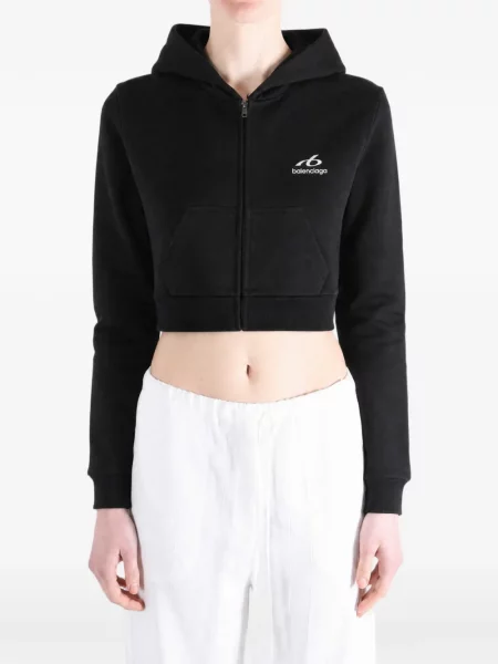 Περικομμένο hoodie Balenciaga με σχέδιο μαύρο