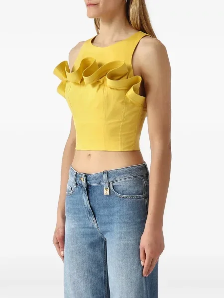Decupat top Elisabetta Franchi cu volane galben