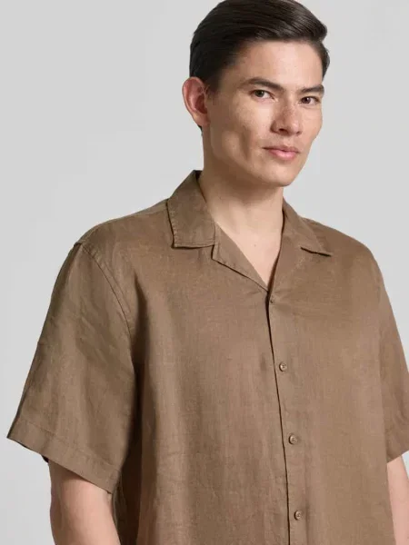 Koszula lniana o kroju relaxed fit z kołnierzem resortowym model KYLIAN' Selected Homme