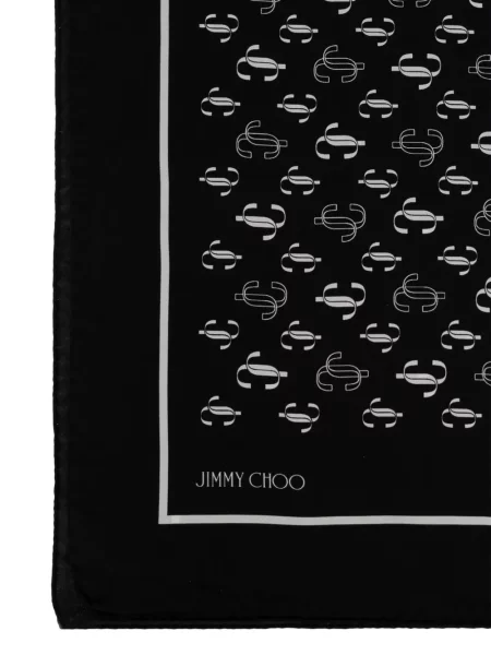 Fular Jimmy Choo de mătase cu autograf negru