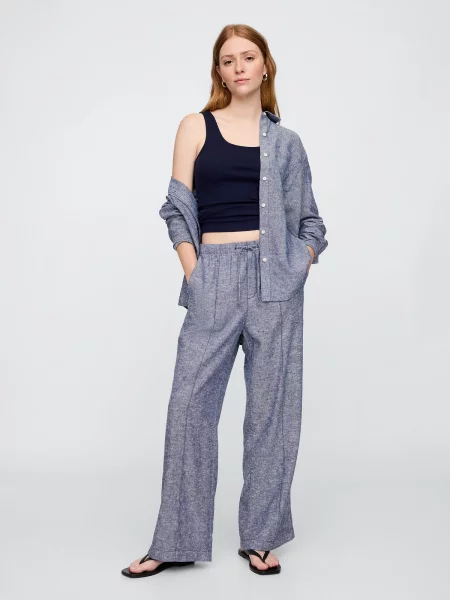 Pantaloni Gap de in cu picior lat gri