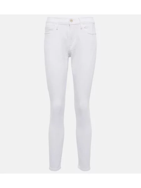 Jeansy skinny Frame z wysoką talią białe