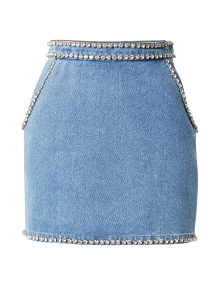 Nasty Gal Sukně džínovina / stříbrná / průhledná modrá