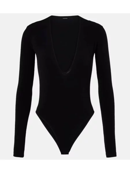 Body Balenciaga cu decolteu în V negru