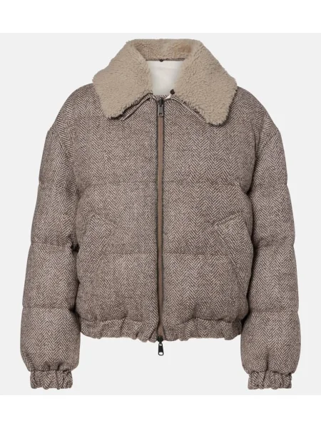 Kurtka puchowa Brunello Cucinelli wełniana szara