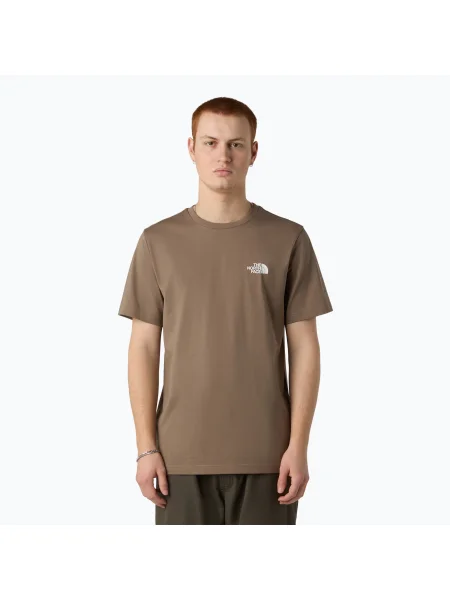T-shirt z prążkowanym okrągłym dekoltem The North Face brązowa